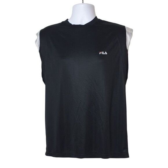 Fila Mens Sleeveless Athletic Tank L Black Sports Lightweight Workout Hoops Top - Picture 1 of 4